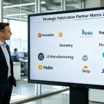 Top 10 Sheet Metal Fabrication Manufacturers: How Precision Engineering Saves 30% on Custom Part Costs Analyzes an interactive strategic matrix evaluating 10 leading manufacturing service providers, with one premier partner distinctly positioned in the high-engineering, high-agility quadrant, clearly differentiated from competitors focused on transactional speed or limited capabilities.