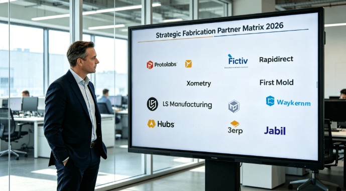 Analyzes an interactive strategic matrix evaluating 10 leading manufacturing service providers, with one premier partner distinctly positioned in the high-engineering, high-agility quadrant, clearly differentiated from competitors focused on transactional speed or limited capabilities.